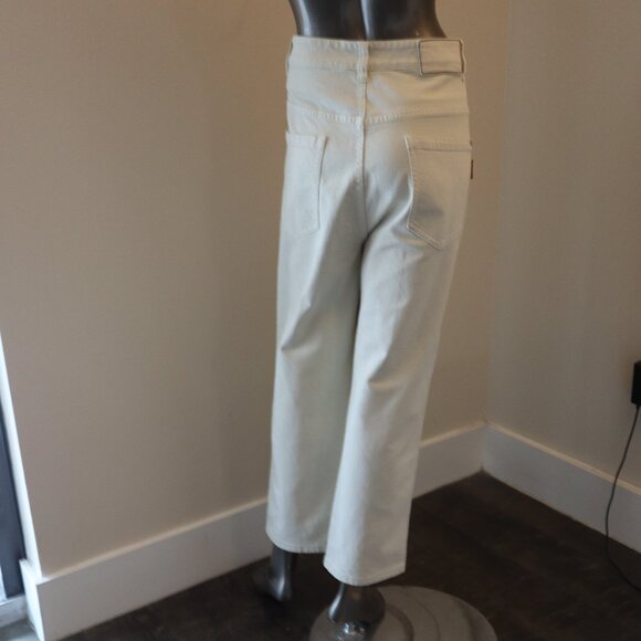 Brunello Cucinelli Monili Tab Jeans Beige Denim Relaxed Leg Skaters Size 10 - Picture 4 of 6